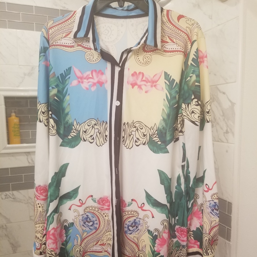 Womens button up, swimsuit cover up or Dress, 2XL